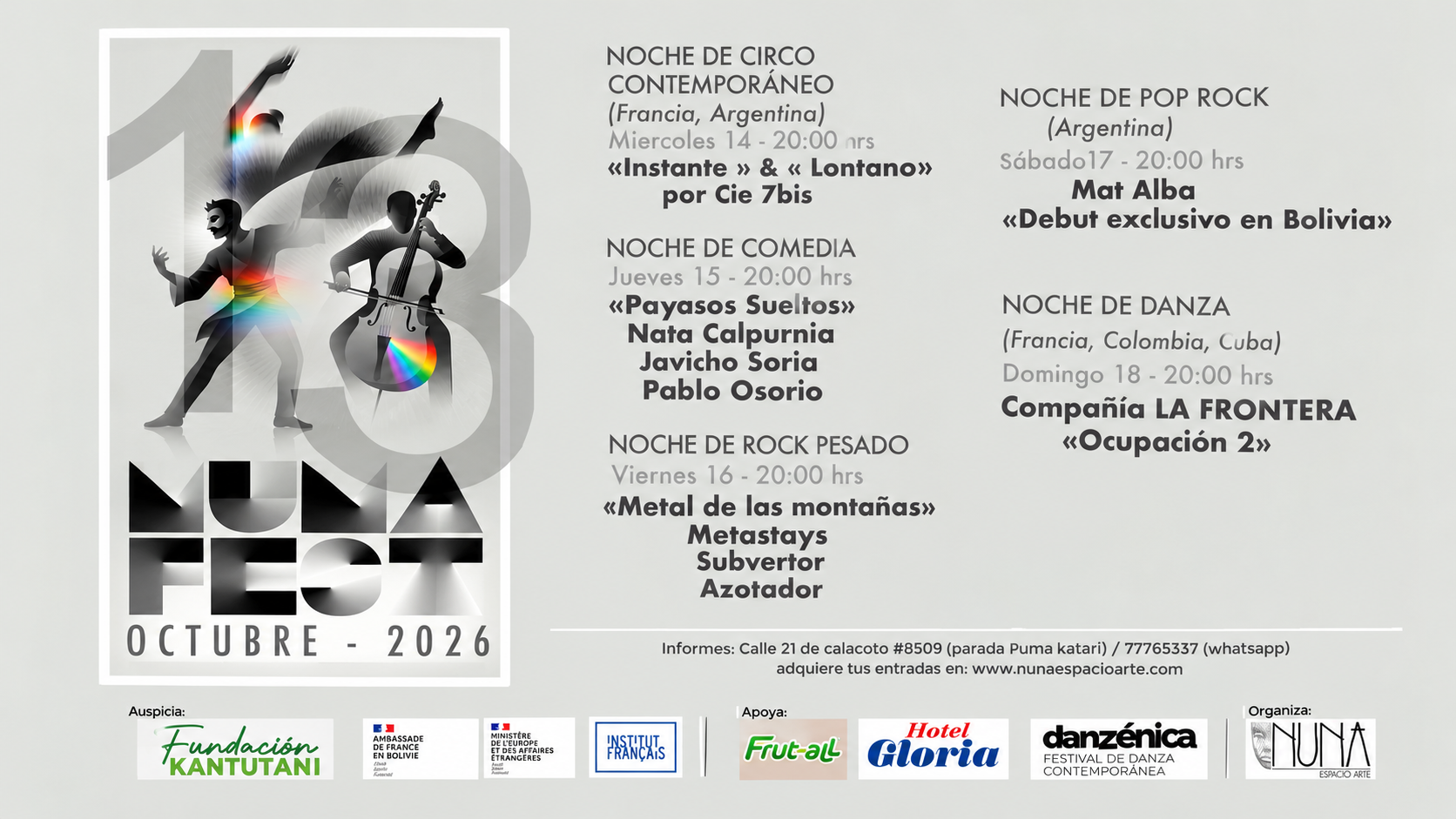 NUNA Fest 2026: cinco noches de arte escénico en La Paz 7 NUNA Fest 2026: cinco noches de arte escénico en La Paz